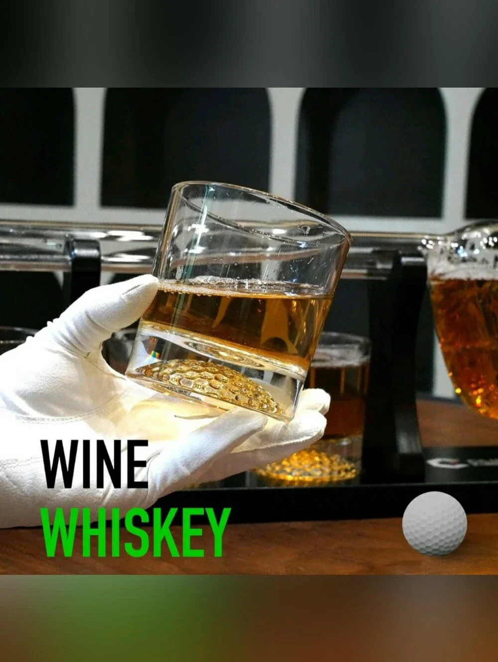 BROOKSTONE 19TH HOLE GOLF CLUB DECANTER (7) PCS SET: WISKEY GLASSES & CADDIE NEW